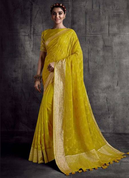 Yellow Colour Heavy Wedding Wear Fancy New Designer Saree Collection 8306